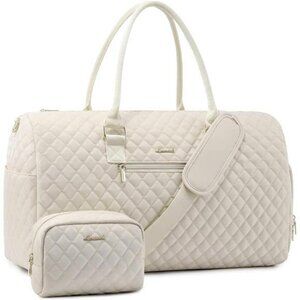 LOVEVOOK Weekender Travel Duffel Bag with Shoe Compartment Toiletry Bag Set